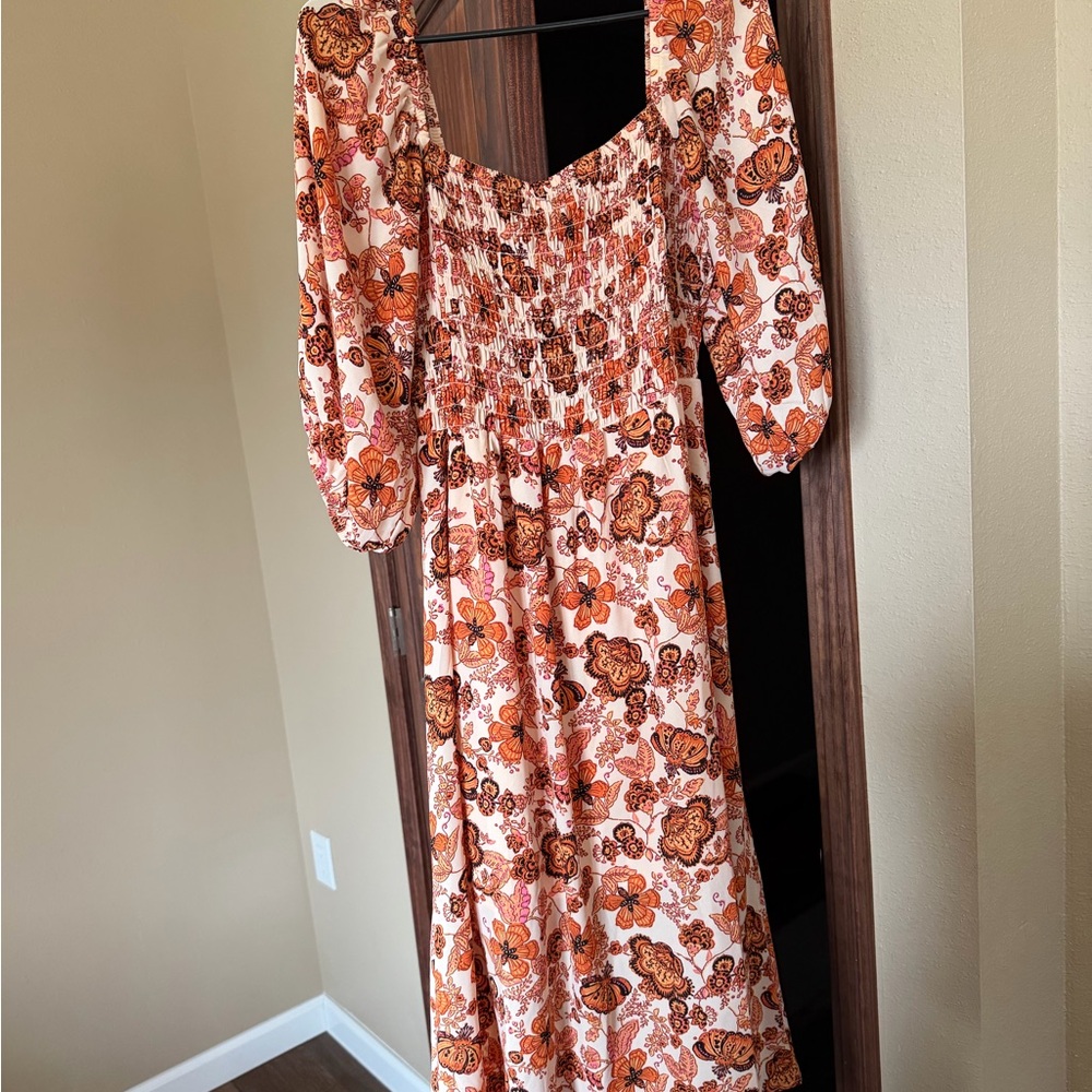 Sienna Sky Orange and Brown Floral Maxi Dress